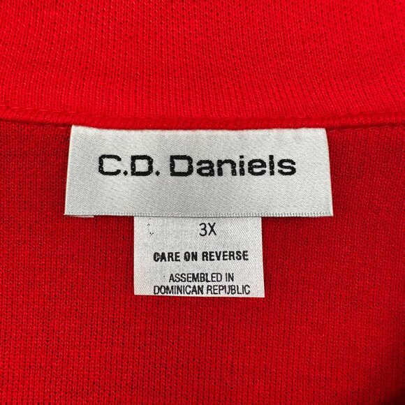 Vintage Womens 3X Red Cardigan Jacket Black Trim CD Daniels 1990s Shoulder Pads - Picture 4 of 12